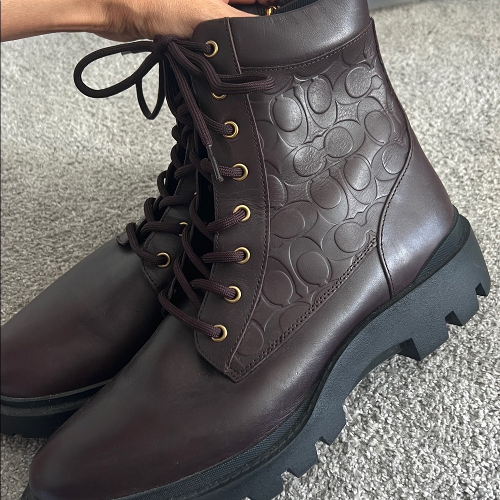 Coach Leather Lace-Up Boots - Picture 2 of 7